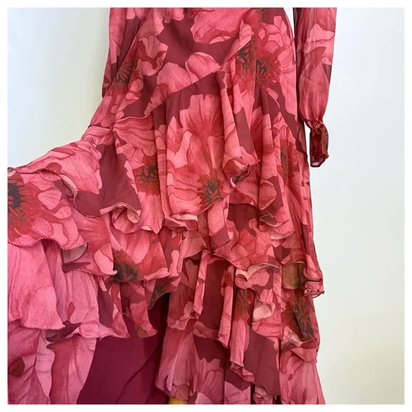 NWT Anthropologie Hutch Kya Long-Sleeve V-Neck Printed Tiered Wrap Maxi Dress XS - Picture 10 of 17